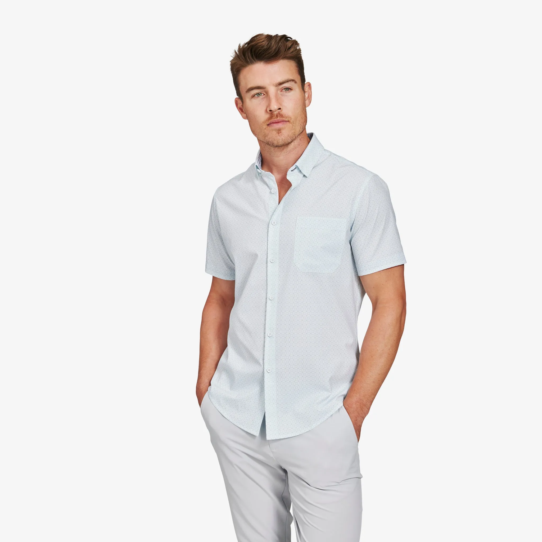 Light Blue Square Geo Print
