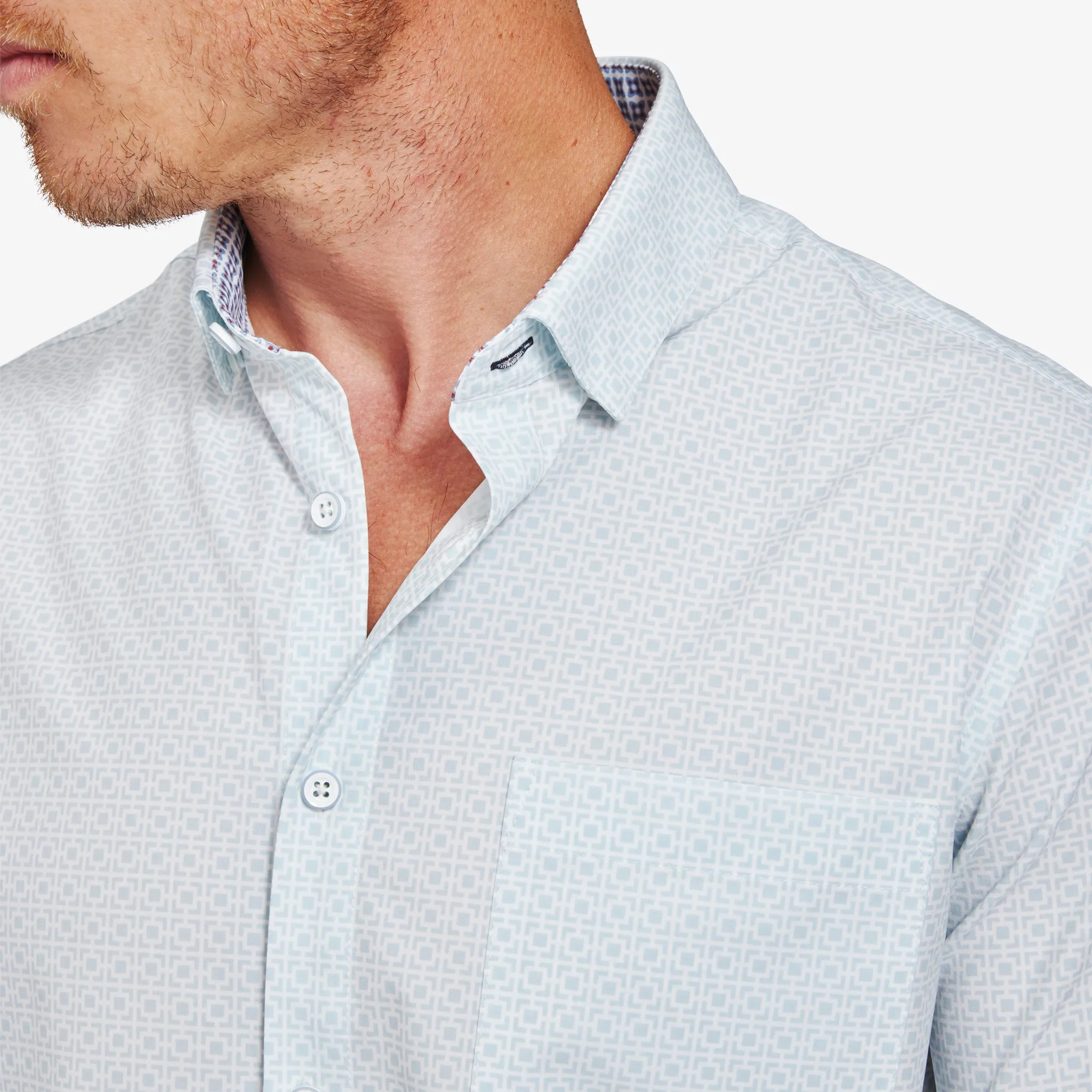 Light Blue Square Geo Print