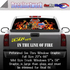 Line of Fire Firefighter Window Graphic Perforated rear window film truck Suv glass