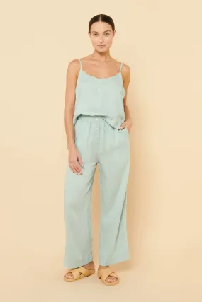 Lounge Linen Crop Pant- Lagoon