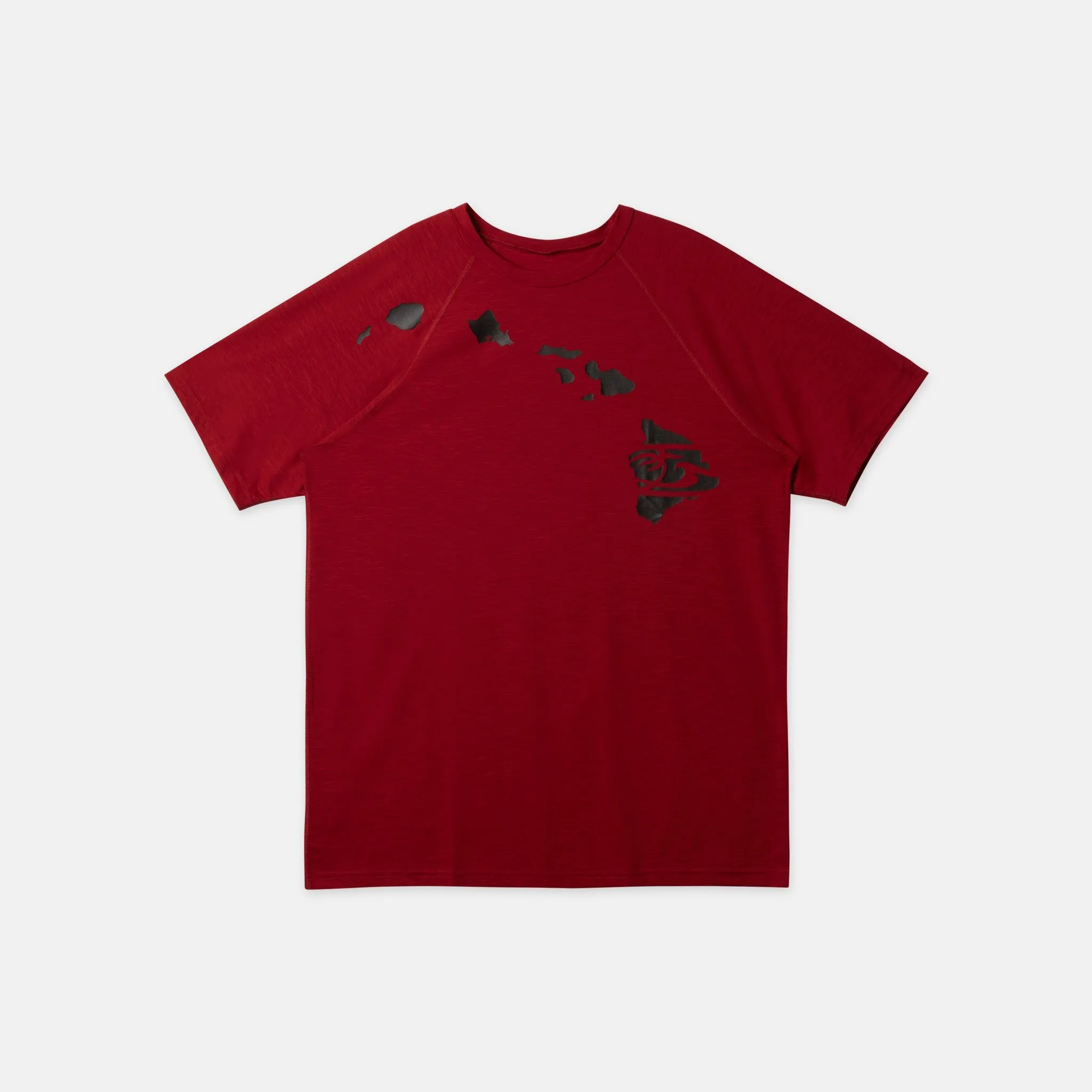 Mens Heathered Link Short Sleeve Rashguard - Red