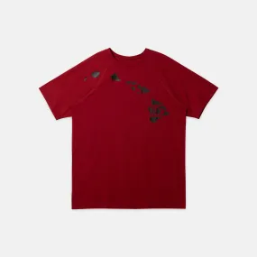 Mens Heathered Link Short Sleeve Rashguard - Red