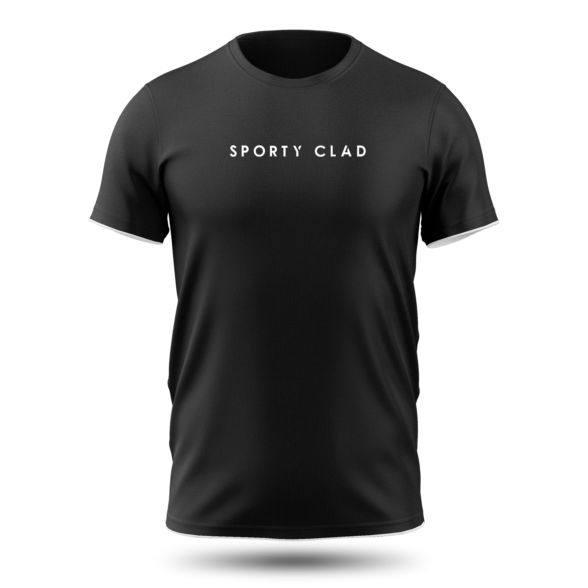 Men's Premium Black Cotton T-Shirt Short Sleeve with White Contrast Stripe
