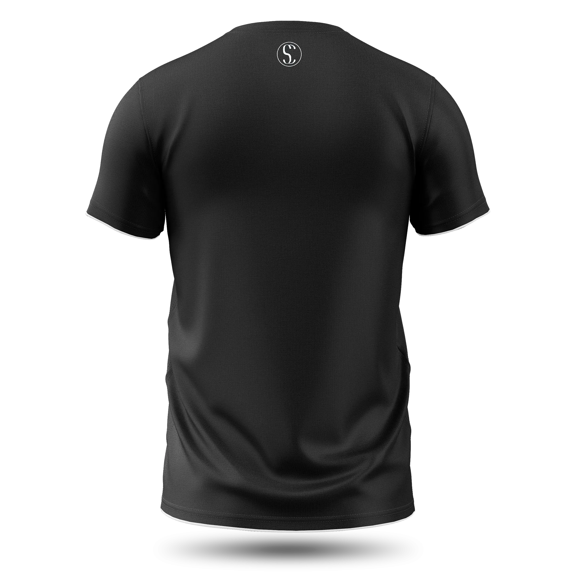 Men's Premium Black Cotton T-Shirt Short Sleeve with White Contrast Stripe