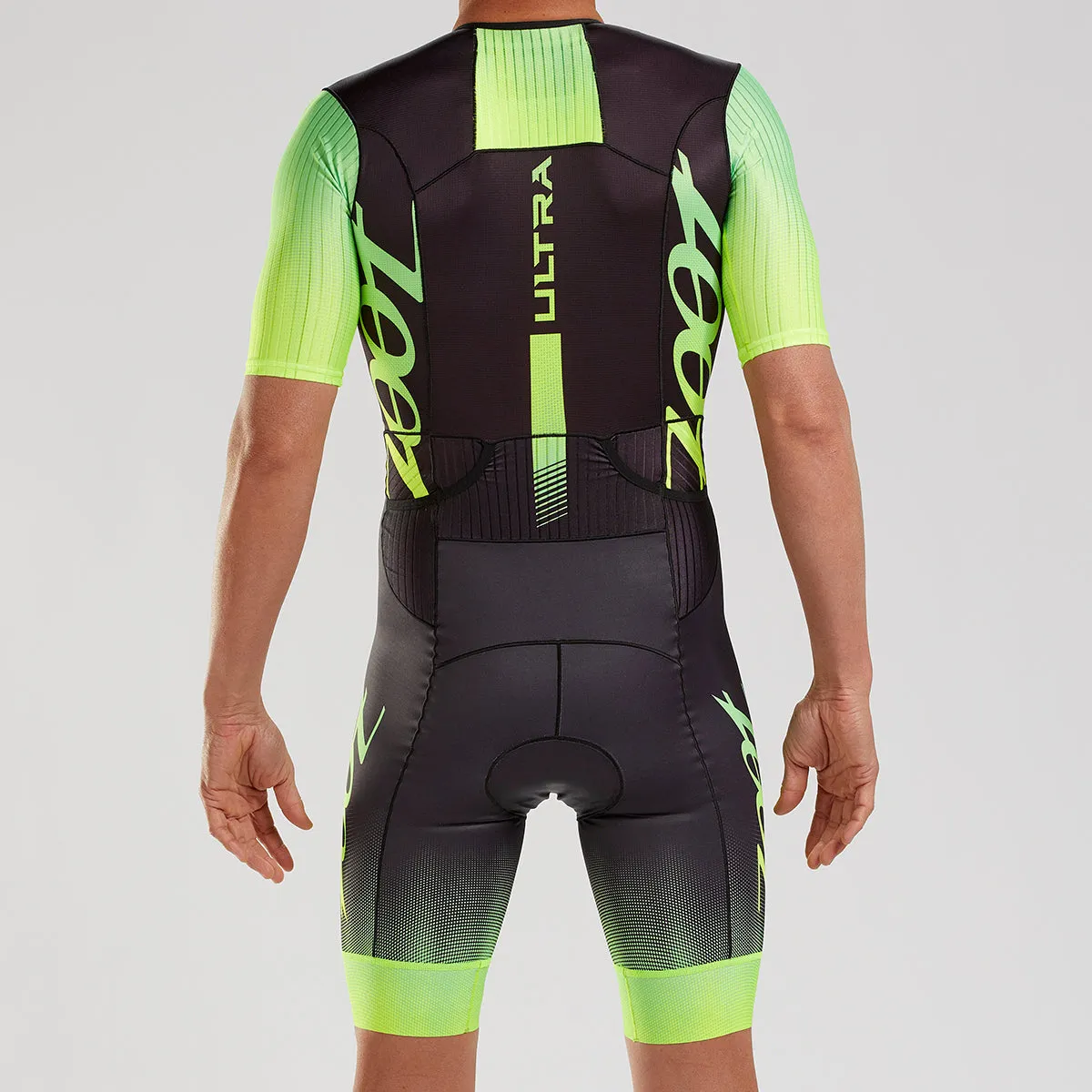 Mens Ultra Triathlon Aero Full Zip Racesuit - Yellow Fade