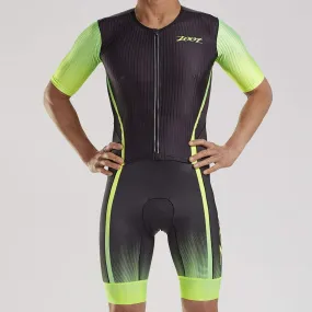 Mens Ultra Triathlon Aero Full Zip Racesuit - Yellow Fade