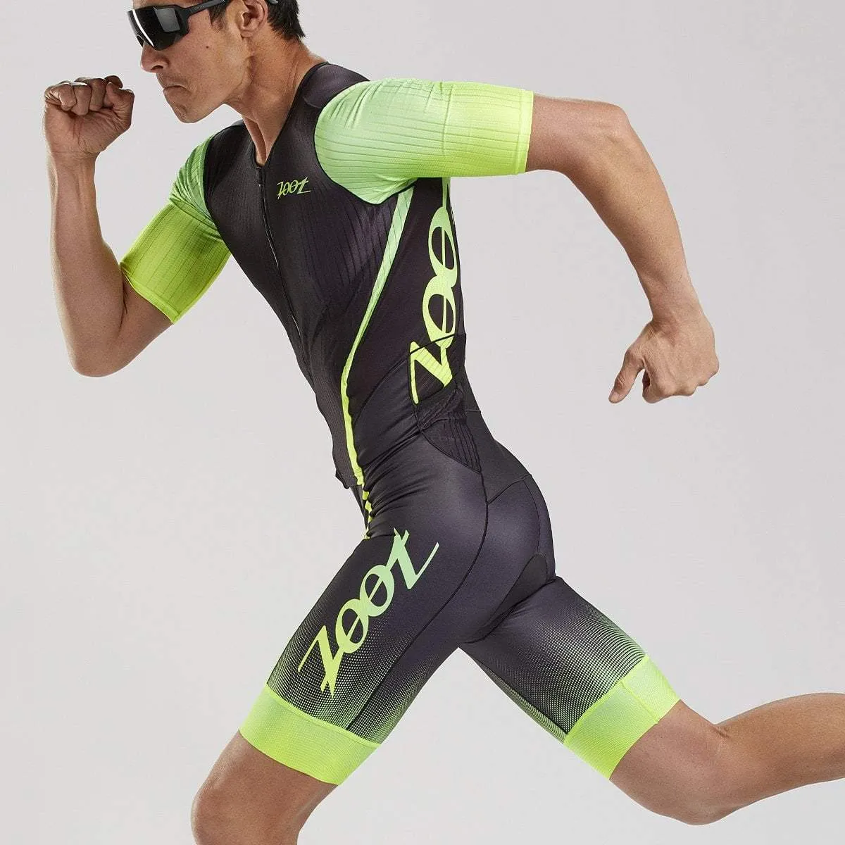 Mens Ultra Triathlon Aero Full Zip Racesuit - Yellow Fade
