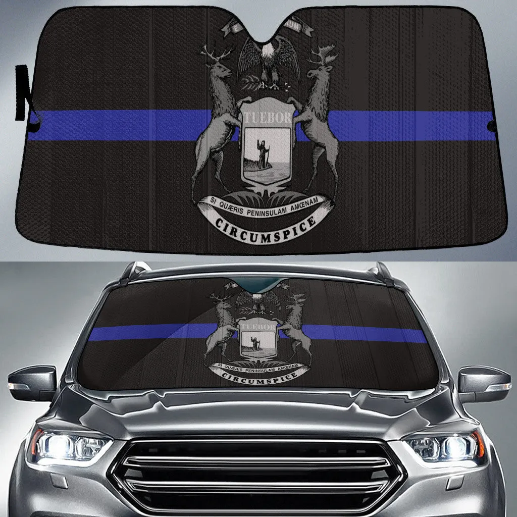 Michigan Flag Thin Blue Line Printed Car Sun Shades Cover Auto Windshield Coolspod