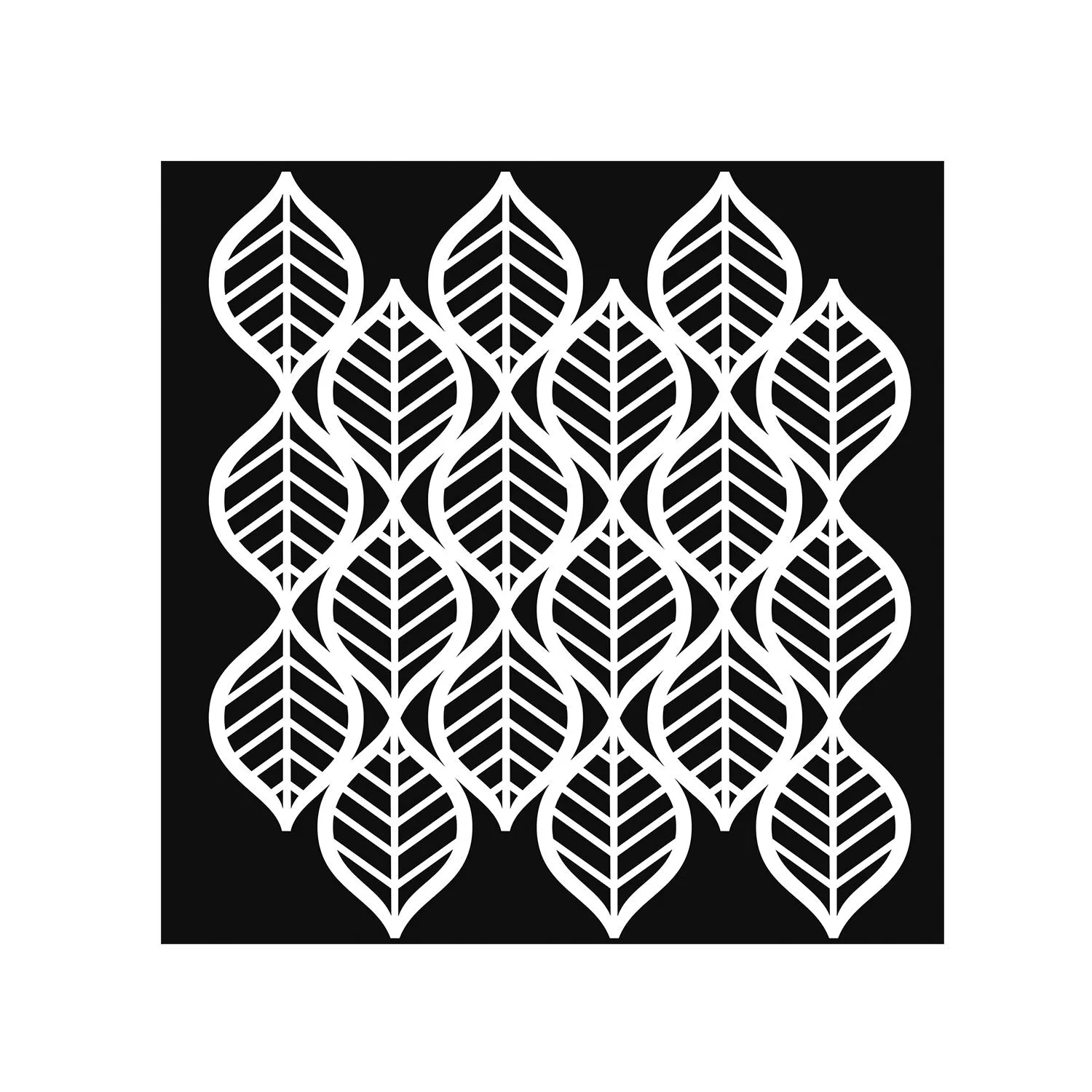 Mixed Media Stencil - Art Deco Leaves, 6 x 6 in.