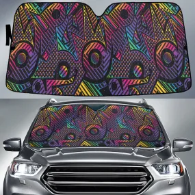 Neon Graffiti Bright Colorful Retro Style Disco Pattern Car Sun Shades Cover Auto Windshield Coolspod