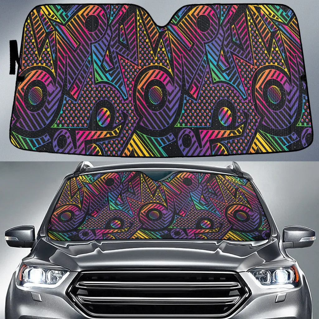Neon Graffiti Bright Colorful Retro Style Disco Pattern Car Sun Shades Cover Auto Windshield Coolspod