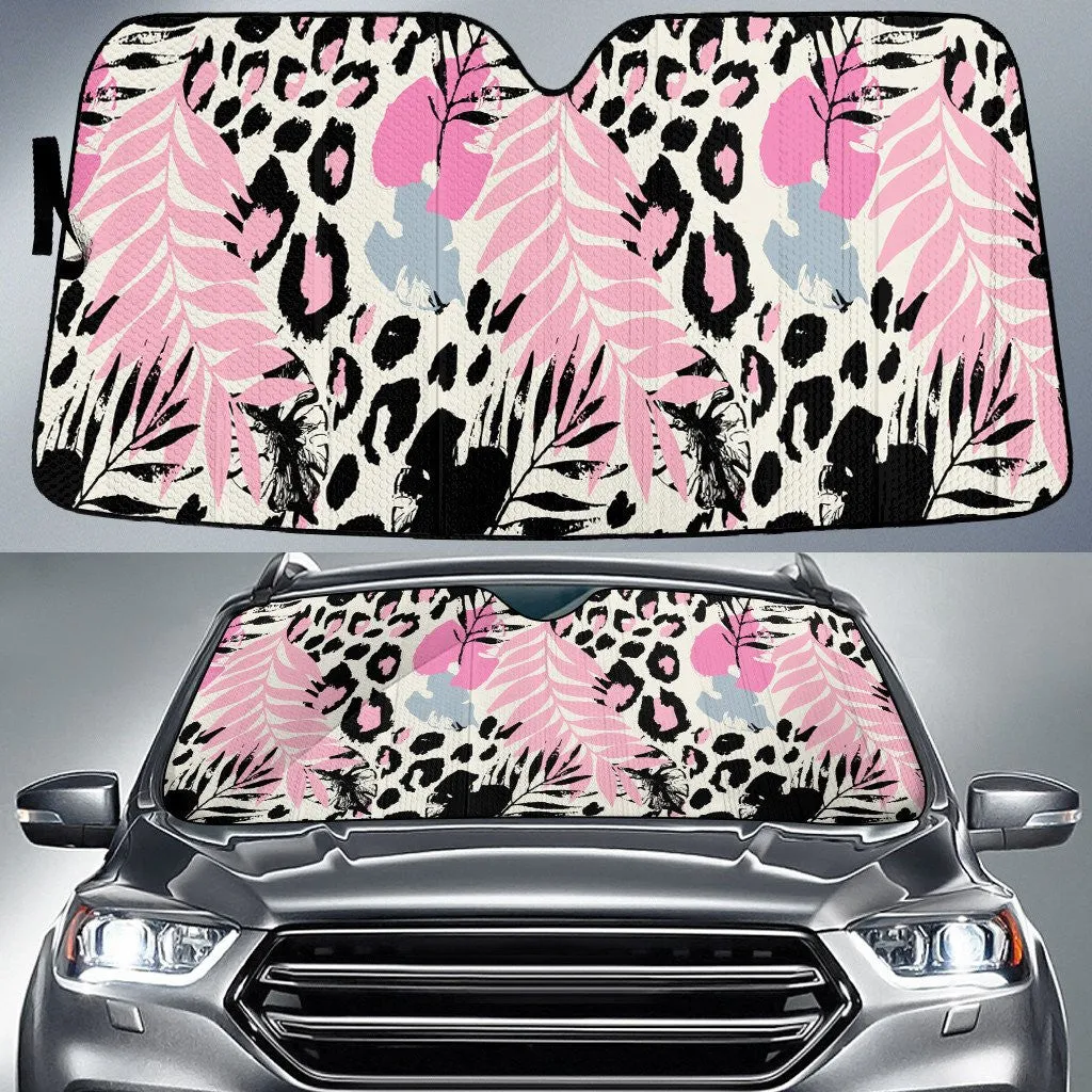 Pink Tone Acera Leaf Leopard Skin Texture Car Sun Shades Cover Auto Windshield Coolspod