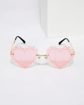 Pink Wave Shape Love Heart Sunglasses