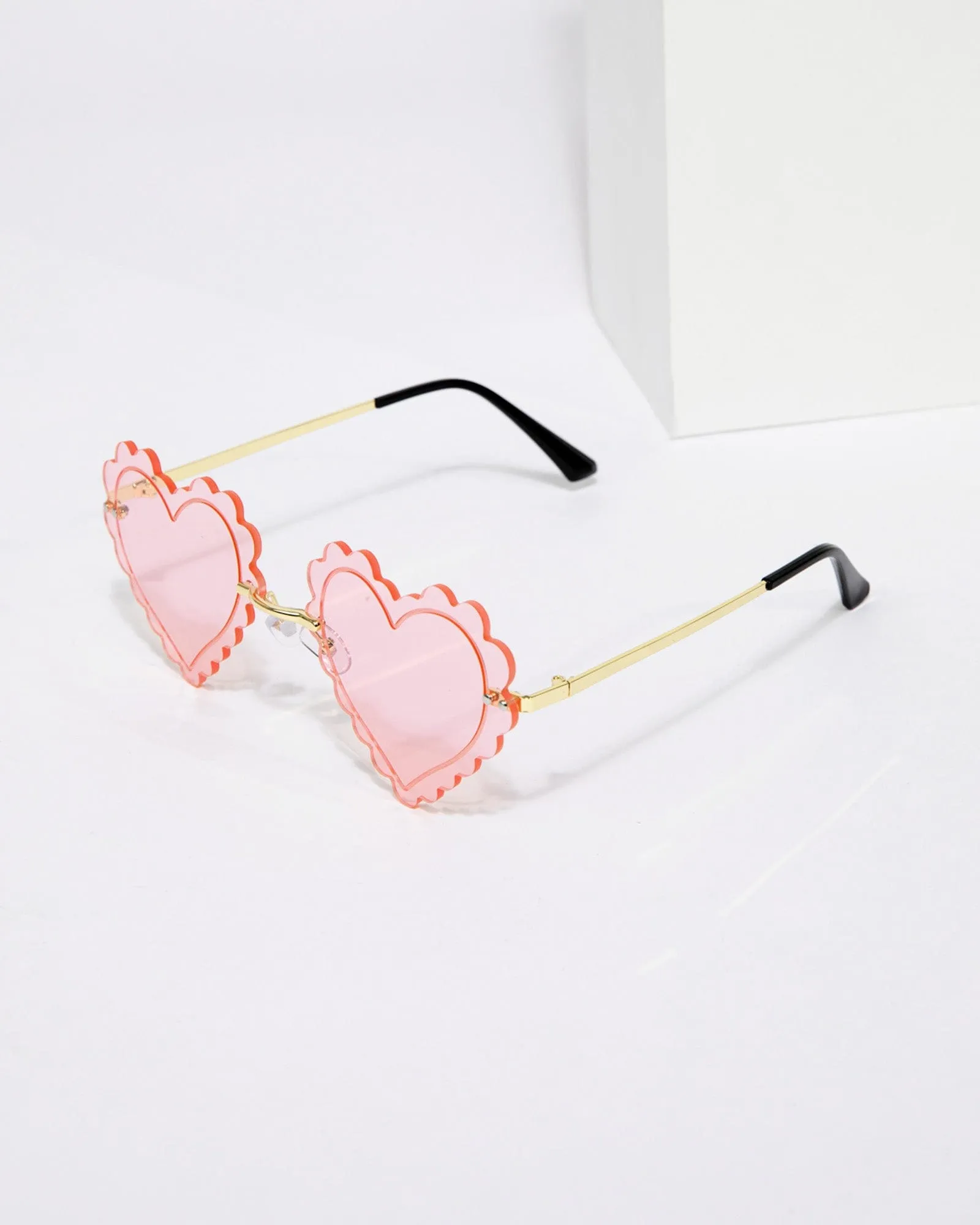 Pink Wave Shape Love Heart Sunglasses