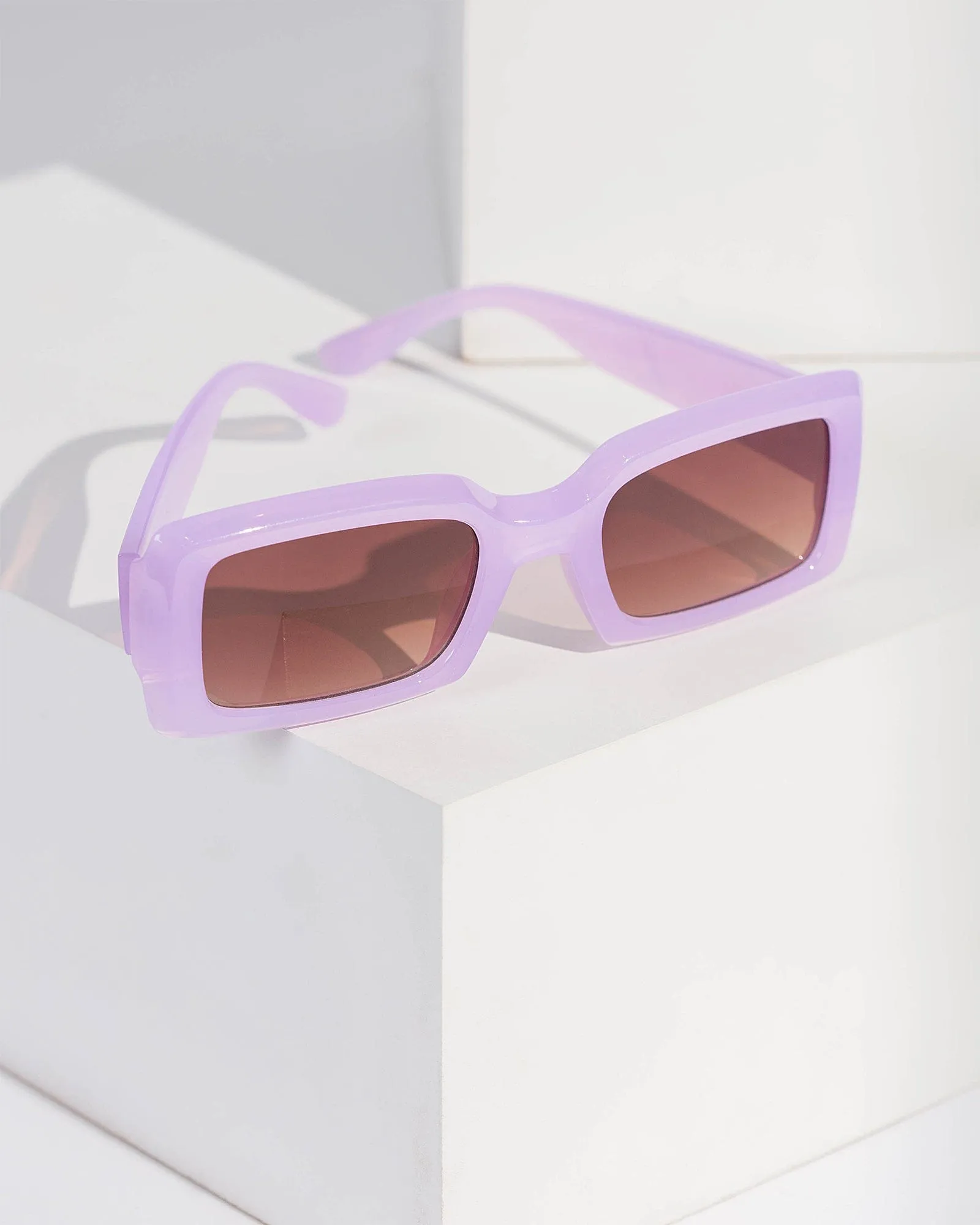 Purple Rectangle Coloured Sunglasses