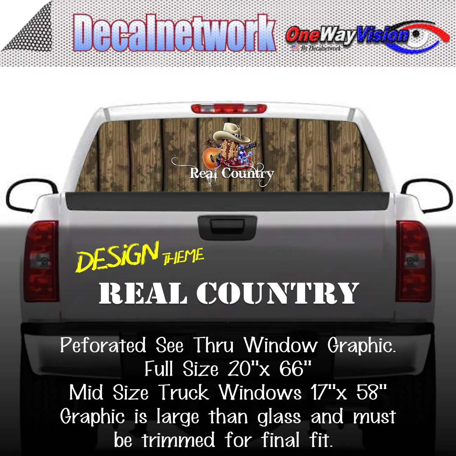 Real Country Window Graphic Perforated rear window film truck Suv glass