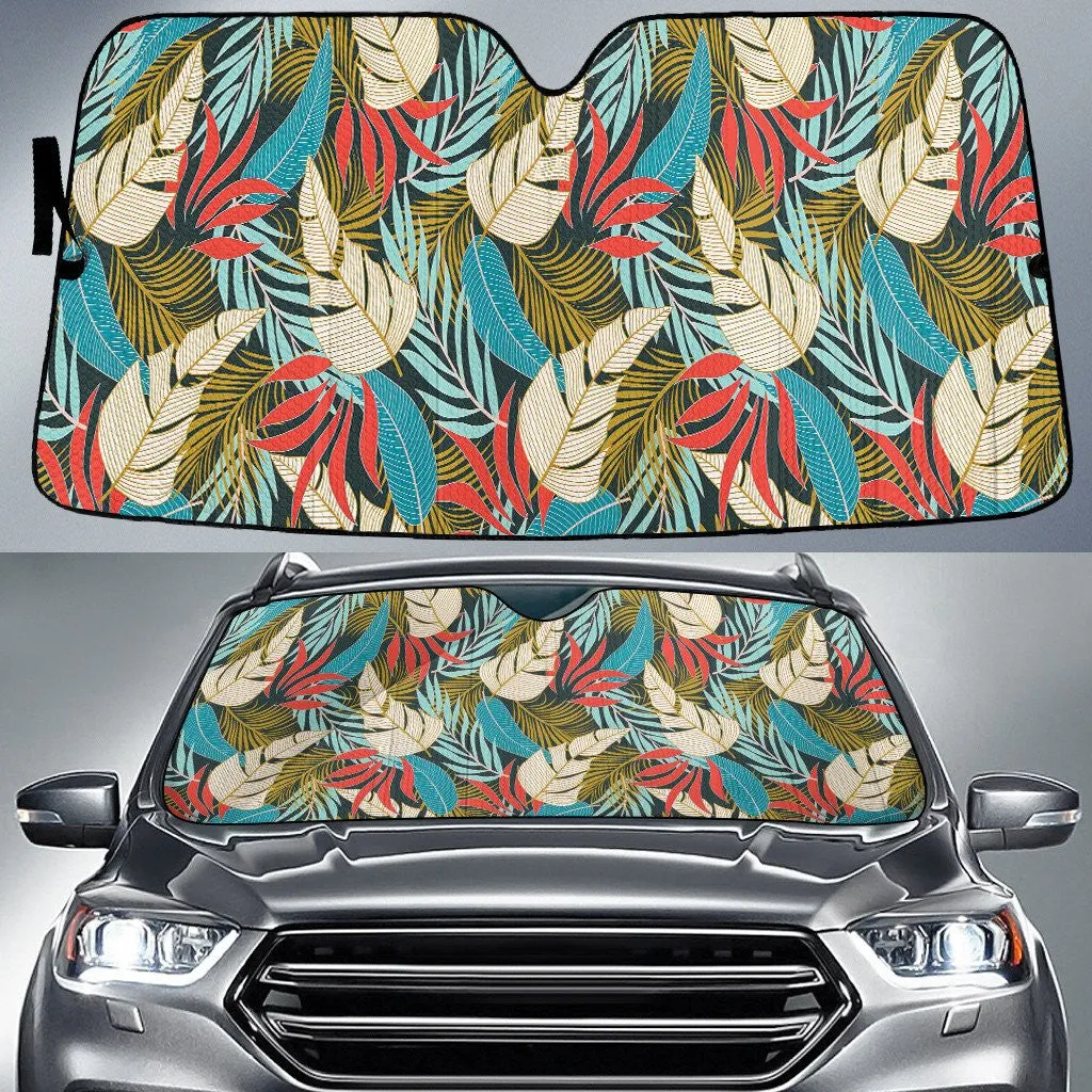 Red Canna Flower Tropical Leaf Summer Vibe Car Sun Shades Cover Auto Windshield Coolspod