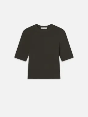 Rib Crewneck Tee -- Rich Military Heather
