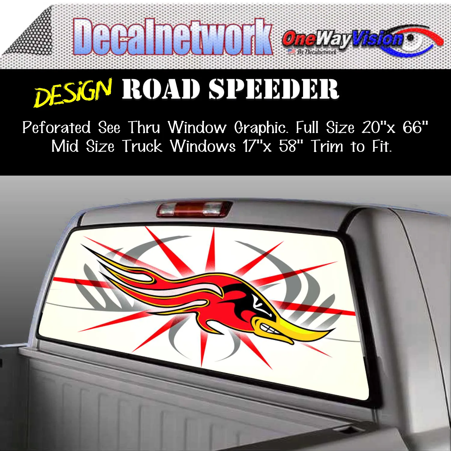 Road Runner Window Graphic Perforated rear window film truck Suv glass
