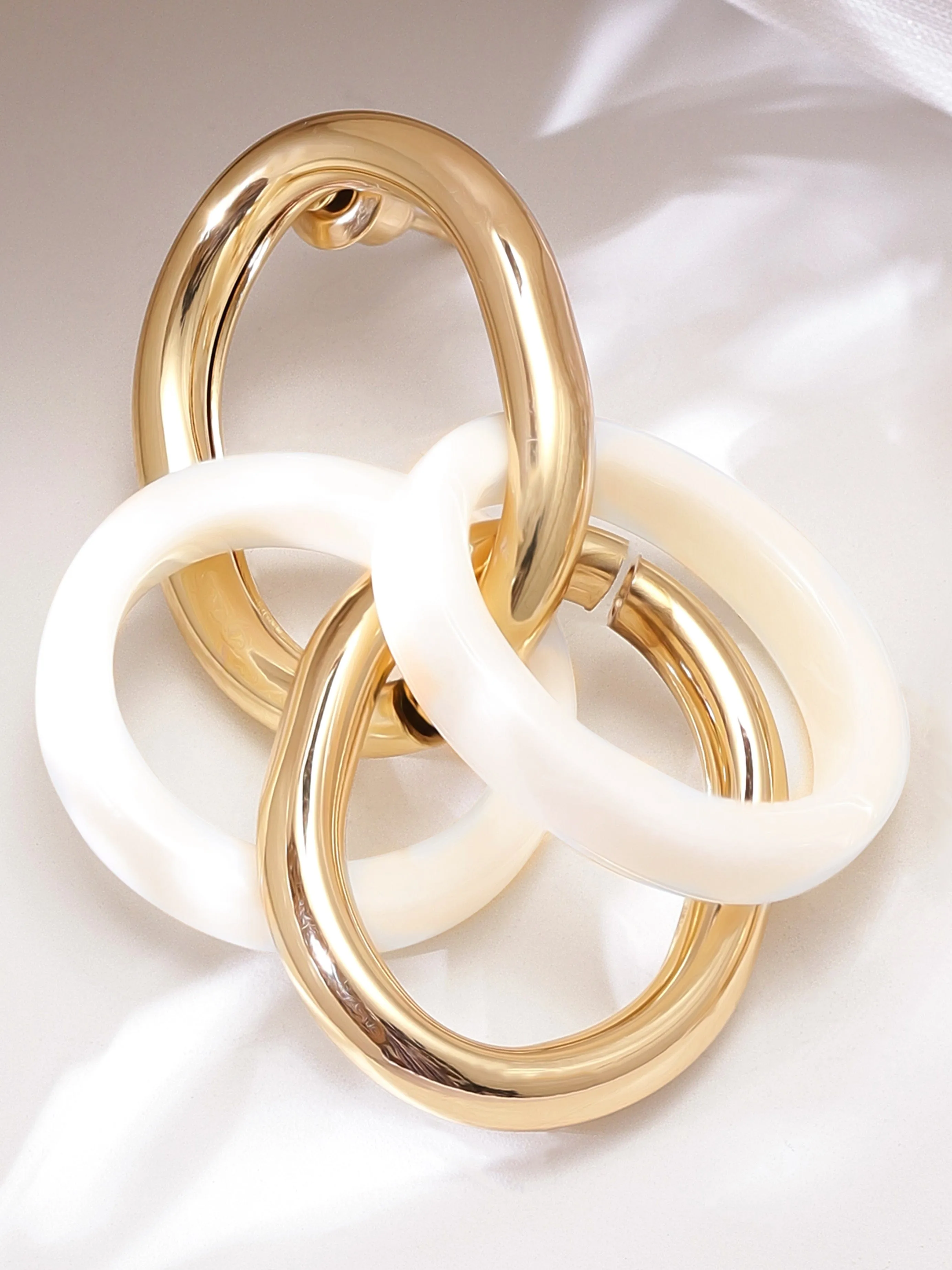 Rubans 18K Gold-Plated Stainless Steel Dual-Tone Circular Earrings