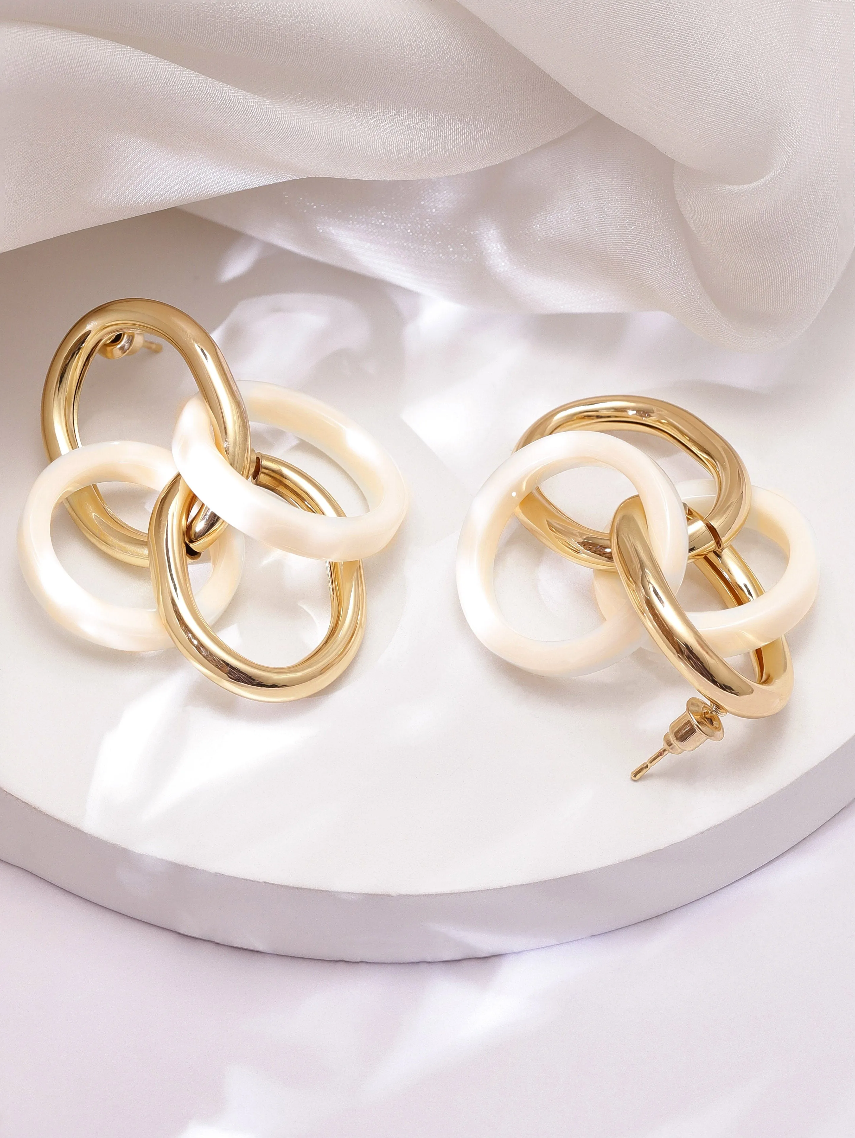 Rubans 18K Gold-Plated Stainless Steel Dual-Tone Circular Earrings