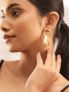 Rubans 18K Gold-Plated Stainless Steel Dual-Tone Circular Earrings