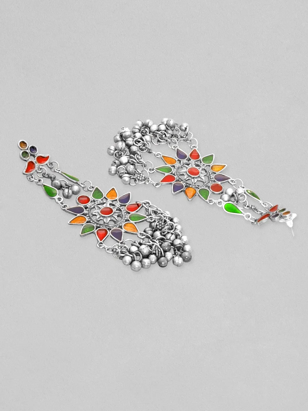 Rubans Silver-Plated Star Shaped Enamelled Drop Earrings