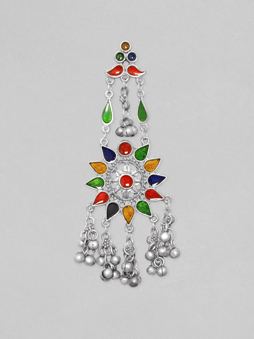 Rubans Silver-Plated Star Shaped Enamelled Drop Earrings