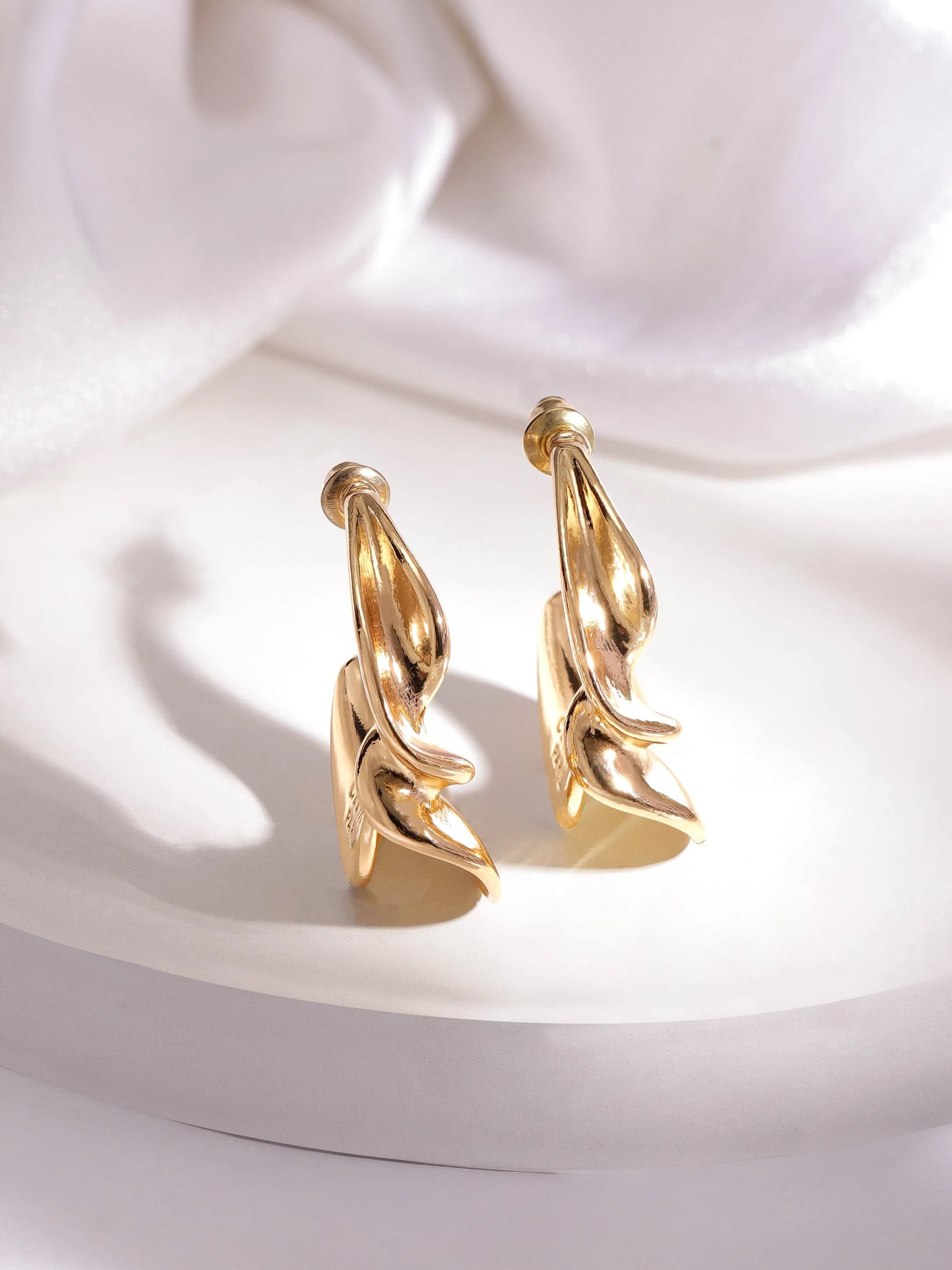 Rubans Voguish Gold-Plated Circular Half Hoop Earrings