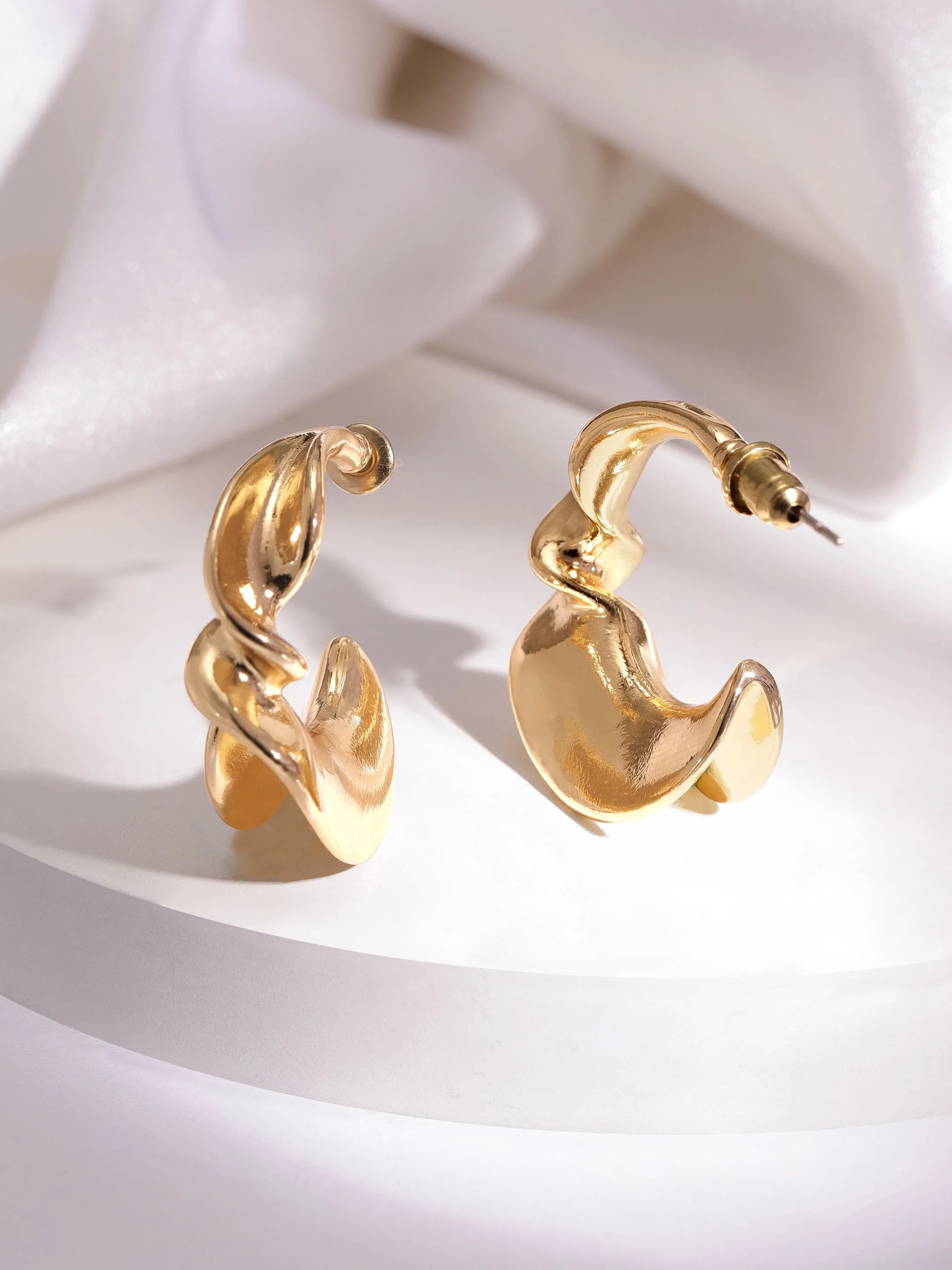Rubans Voguish Gold-Plated Circular Half Hoop Earrings