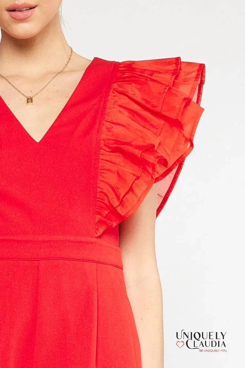 Ruby Ruffle Sleeves Romper