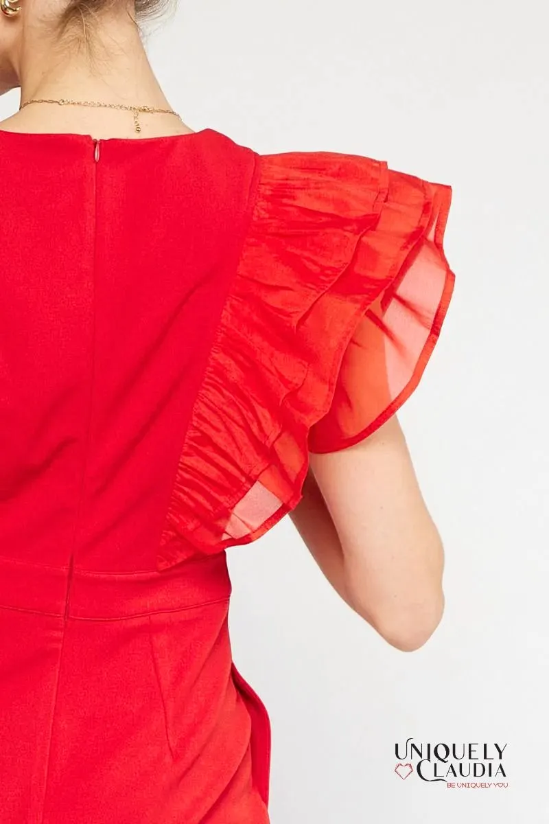 Ruby Ruffle Sleeves Romper