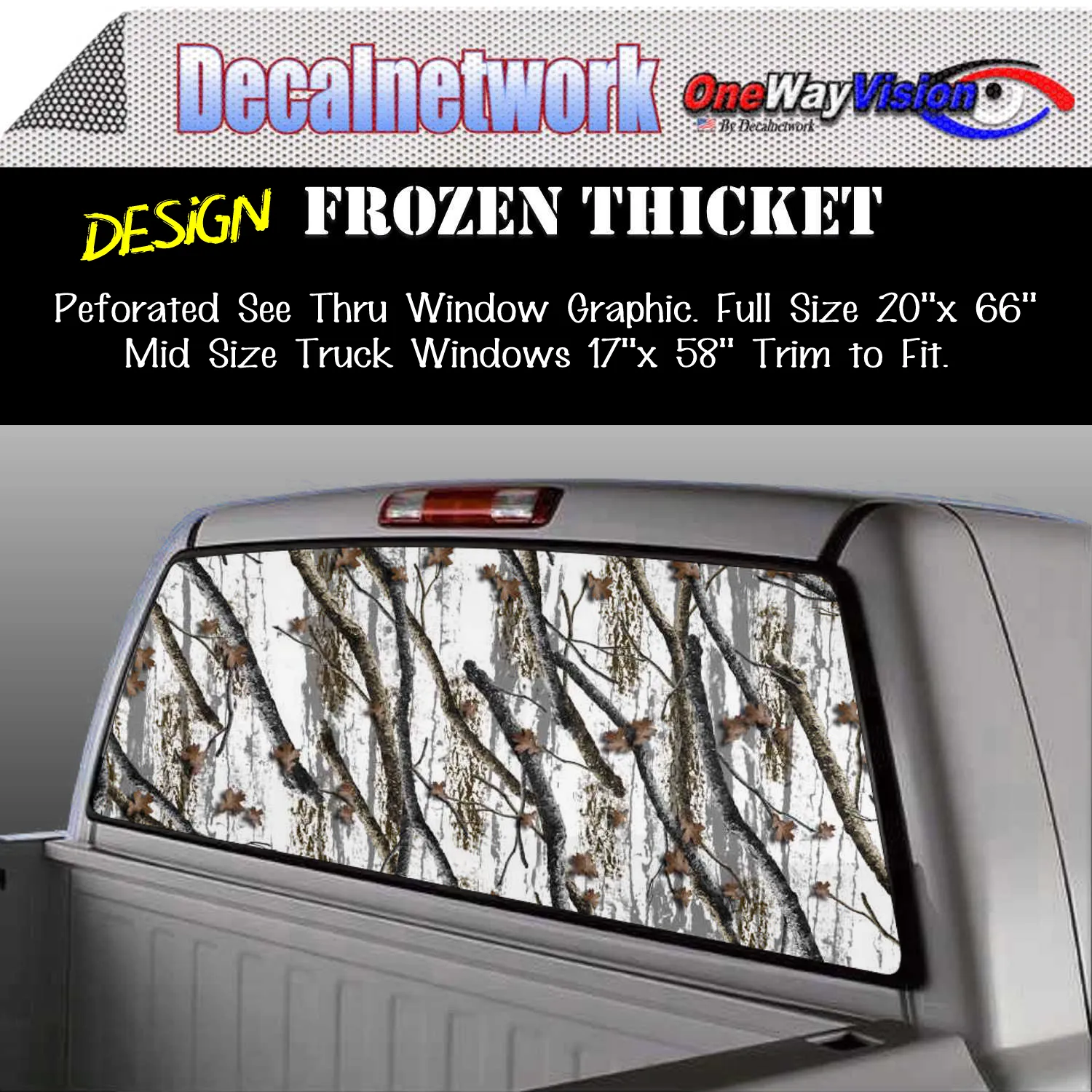 Snow camo Frozen Thicket Window Graphic Perforated rear window film truck Suv glass