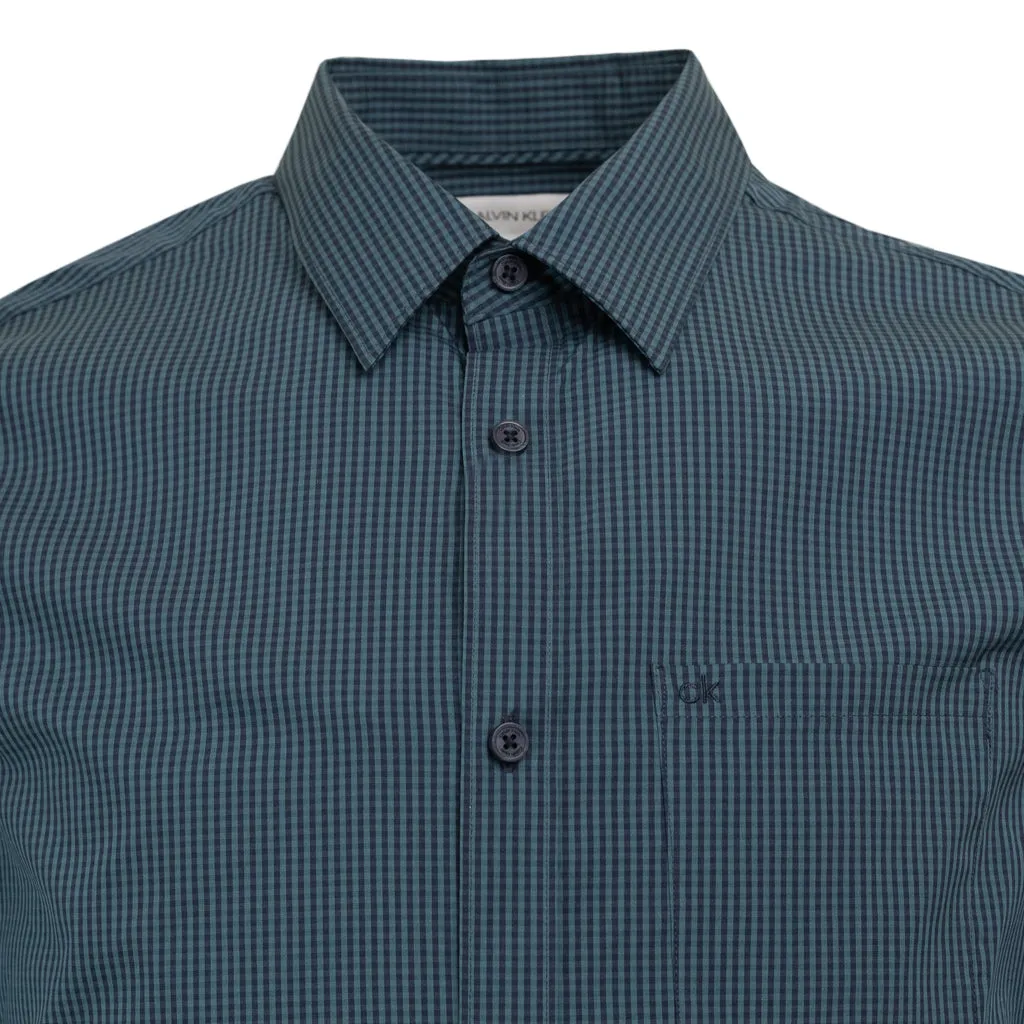 STRETCH COTTON GINGHAM BUTTON DOWN SHIRT