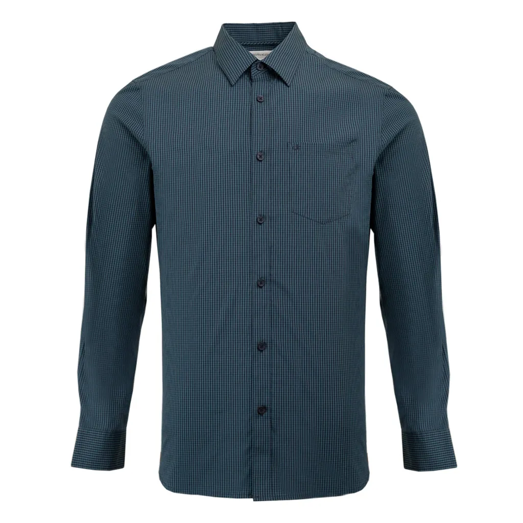 STRETCH COTTON GINGHAM BUTTON DOWN SHIRT