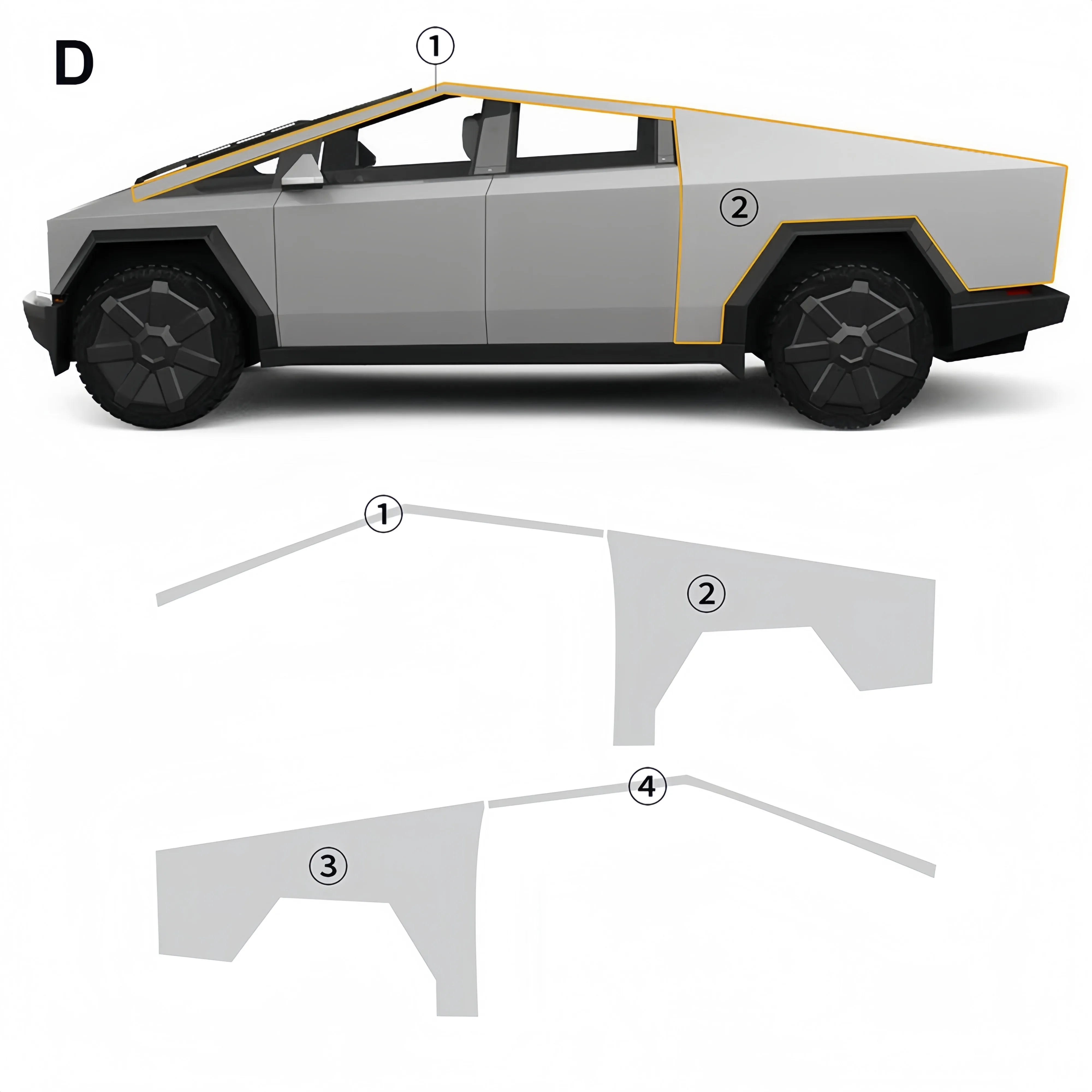 Tesla Cybertruck Color Paint Films Matte/Glossy/Laser Paint-Like Color Pre-Cut Full Coverage PPF