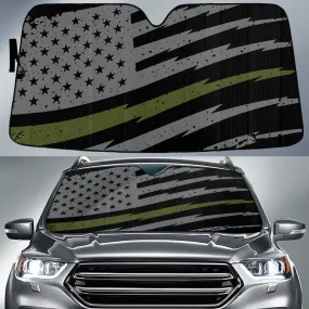 Thin Grey Line American Green Flag Printed Car Sun Shades Cover Auto Windshield Coolspod