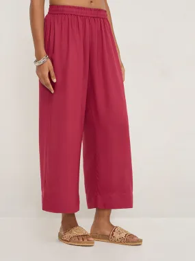 Utsa Magenta Solid Ethnic Pants