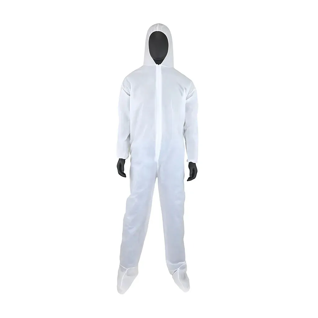 West Chester 3409/M PE Laminate Coverall with Elastic Wrist & Ankle with Attached Hood & Boot, 47 gsm