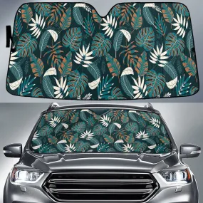 White And Green Monstera Leaf Palm Leaf Green Car Sun Shades Cover Auto Windshield Coolspod
