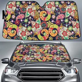 Yellow And Green Large Flowers Paisley Texture Blue Theme Car Sun Shades Cover Auto Windshield Coolspod
