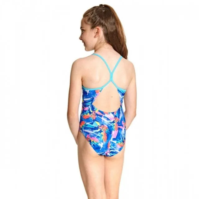 Zoggs Digital Geo Sprintback Kids-Girls Swim Monokini Multicolor 5057200